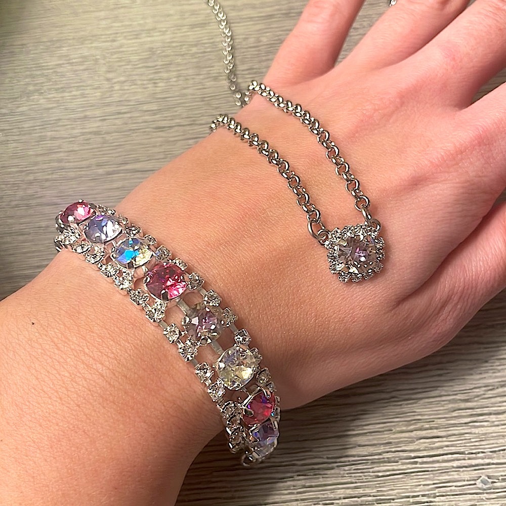 Sterling Silver Swarovski Halo Jewelry Set - Picture 13 of 15